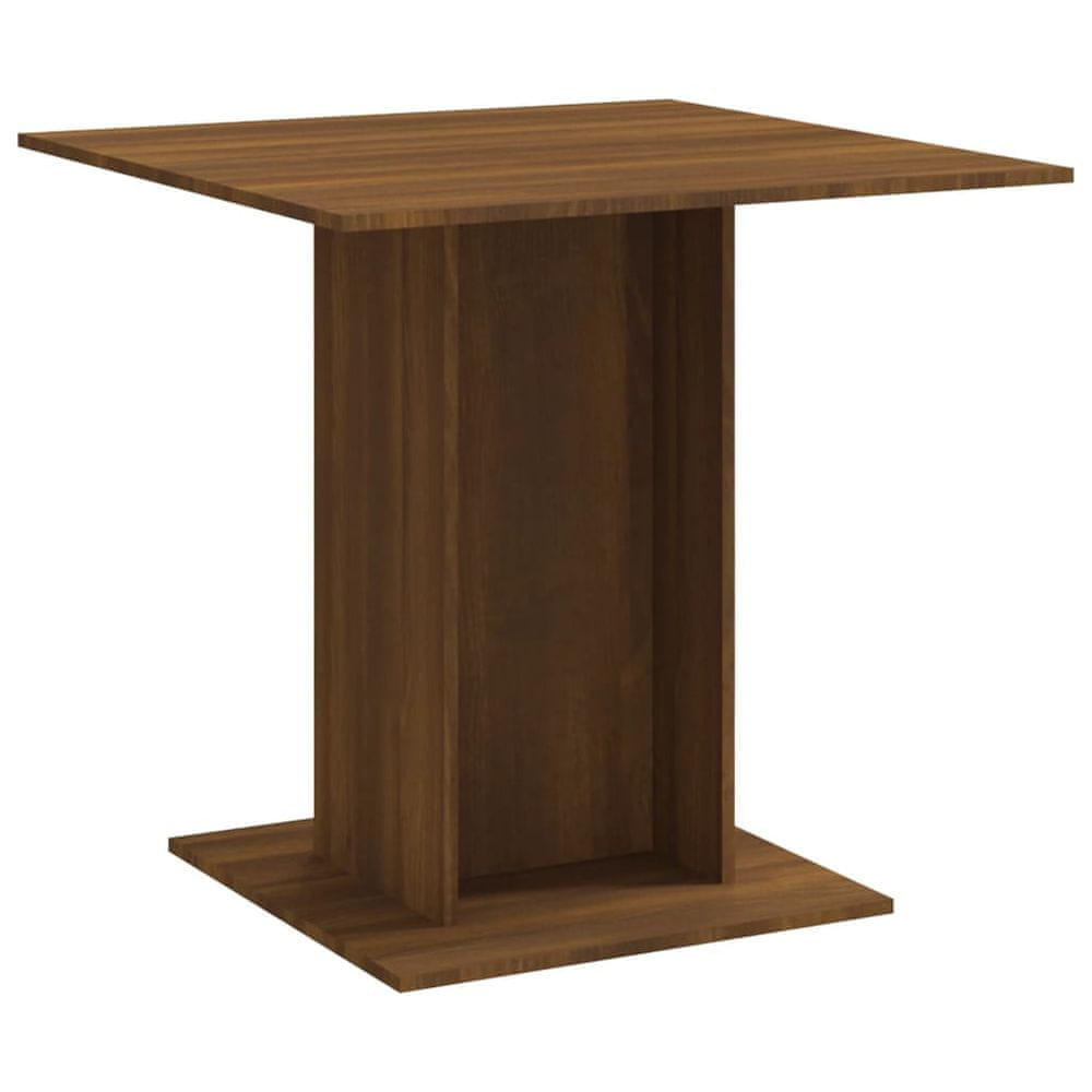 Vidaxl Jedálenský stôl hnedý dub 80x80x75 cm spracované drevo